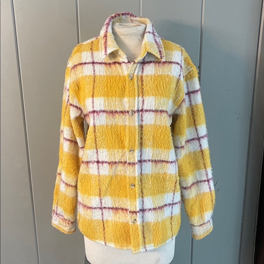Pull Bear Shacket Shirt Jacket Yellow Plaid Mountain Gorp Outdoor Hiking Granola